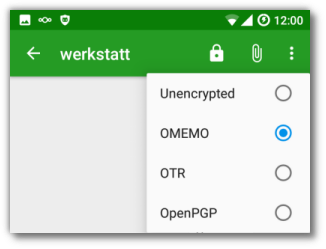 selecting OMEMO encryption