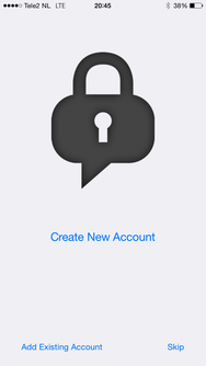 Initial screen: create or add account